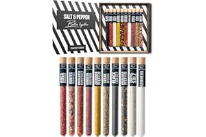 Tasty Tubes – Salt & Pepper – Coffret d’épices – Cadeau original pour hommes & femmes – 10 variétés de sels & poivres du monde entier – Coffret cadeau pour passionnés de cuisine