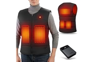 UNBON Gilet Riscaldato, Giubbotto Riscaldato Uomo Donna con Batteria Inclusa 14400mAh USB Elettrico Giacca Riscaldata con 5 Zone di Riscaldamento 3 Temperature per Moto Sport all'Aperto
