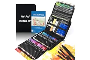 ‎COZII Cozii 146-tlg. Profi-Zeichenset für Erwachsene & Künstler mit Holzkohle, Aquarell, Graphit & Metallicstiften | Inkl. Skizzenbuch, Schattierungswerkzeug + Zubehör | Kunstzubehör Set