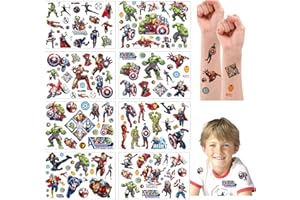 PAGASUS Super Heroes Tatuajes Temporales Niñas Niños, 8 Hojas Pegatinas Tattoos Stickers Regalo de Decor Fiesta Para Niños Infantiles Adultos
