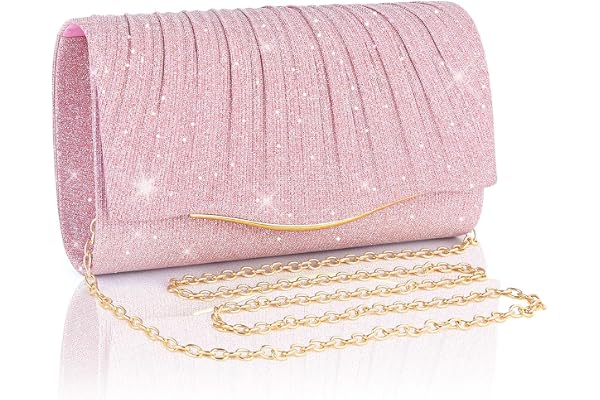 Adiwo Dam aftonväskor, kvinnor kuvertväska, eleganta glittrande damhandväskor med avtagbar kedja, handtag kväll kuvertväska, lämplig för bröllopsfest bal, bra present till kvinnor