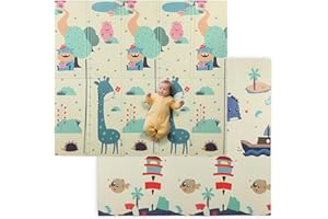 AIYAPLAY Tappetino Gioco Neonato da 3.45㎡ a Tema Animali con Superficie Impermeabile, Tappetino per Neonati in XPE, 196x176x1.5 cm, Multicolore