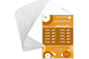 KKLOLAI 20 Pack A4 Menu Covers Single Page Double View Menu Holders All Clear PVC Menu Sleeves Top-Loading for Restaurants Bars Cafes Homeschool