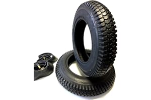 ROLKO Lot de 2 pneus de Fauteuil Roulant de 3.00-8, Noir + 2 tuyaux de Valve coudé, Scooter Racing Profil léger 4 PR Stables Pneus de Pneu pour Scooter