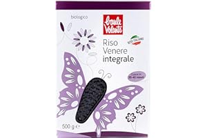 Baule Volante Riso Venere integrale biologico - Ricco di ferro e silicio - Riso nero ad alto contenuto di pigmento - Ideale per ricette pilaf e bollite - 500 g