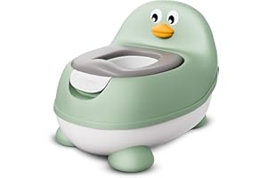 KIDZ CORNER KidzCorner Children's Potty with Penguin Design, Soft Seat, Splash Guard & Removable Inner Container, Baby Pot for Toddlers, Ergonomic & Skin-Friendly (Pistachio)