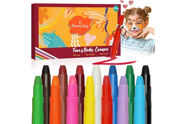 Carnaval Peinture Visage, Eleanore's Diary Maquillage Enfant Carnaval,14 Couleurs Kit Peinture Corporelle, Bio Sûr Non-Toxique, Lavable Crayons Peinture Visage et Corps, Body Paint Carnaval