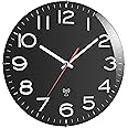 Bresser MyTime ND Radiogestuurde klok, wandklok, thermo-hygro met geruisloos radiouurwerk, roestvrijstalen frame en weergave voor temperatuur en luchtvochtigheid, grijs, 250 x 250 mm