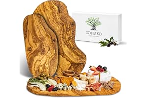 SOLTAKO Planche à Découper en Bois d’Olivier, Série de 3 Planches Rustique, Planche Fromage, Plateau Apéritif Bois Olivier Méditerranéen, Planche Apéro artisanale, Lot de 3 planches