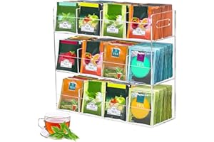 TOWEBOORY Organizador de Té, Organizador Vertical para Bolsas de Té Sostiene 216 Bolsas de Té Organizador de Almacenamiento de 3 Niveles para Té, Café, Especias, Encimeras de Cocina, Armarios, Despensa