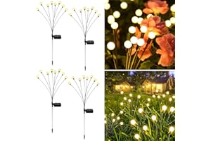 FIFlying 4 Pezzi Lampade Solari Per Esterni Da Giardino, 8 Led Lucciole Luci Solari Per Esterni IP65 Impermeabili, Nuovi Aggiornamenti Modalità Multiple Luce Lucciola Per Pathway Yard Patio
