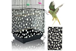 YEPPER Mngren Einstellbar Vogelkäfig Abdeckung, Vogelkäfig Samenfänger, Papageien Kordelzug Vogelfutter Kleintiere Netz, Abdeckung Rock Bewachen für Runde Quadratische Käfige(Schwarze, Gänseblümchen)