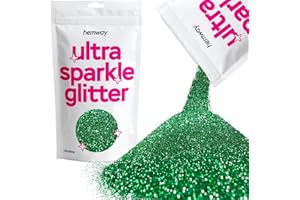 HEMWAY Emerald Green Ultra Sparkle Glitter, Craft Glitter for Tumblers Candle Slime Making, Festival Body Face Nail Glitter, Glitters Powder Packs for Resin Green 100g / 3.5oz