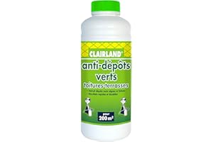 CLAIRLAND Bidon Anti-DépÃŽts Verts Toitures, Terrasses, Dallages, Murs, Concentré à diluer, 1 L, CLAIRMOUS1000, Vert