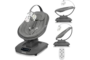 LIONELO BLOSSOM Elektryczny Bujaczek Niemowlęcy do 9 kg Leżaczek dla Dzieci Regulacja Oparcia Naturalne Kołysanie 5 Prędkości Ergonomiczne Siedzisko Bluetooth Pilot, 5 Melodii