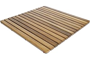 DISEÑOS Y FABRICADOS EN MADERA Tarima/Alfombra Flexible para Ducha y baño, en Madera de Teca (60 x 60 cm)