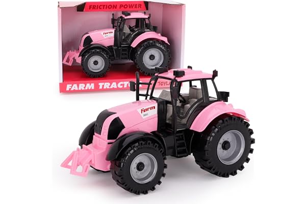 ToylandⓇ Tracteur agricole à Friction avec Capot ouvrant – Disponible en Rose, Bleu, Rouge et Vert (Rose)