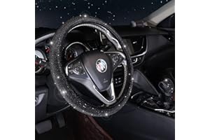 HOME-X Steering Wheel Covers with Bling Rhinestones, 38 cm/15 inch Universal Fit Steering Wheel Cover Men Women with Sparkly Crystal Diamond, Anti-skid Car Steering Wheel Protector Accessories (Black)