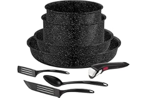 Tefal Ingenio, Lot 8pièces, Revêtement céramique antiadhésif, Induction, Casseroles, Poêles, Poignée amovible, Fabriqué en France, Intens' Ceram, L2649802