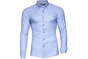 Kayhan Originale Uomo Camicia Slim Fit Facile Stiro Cotone Maniche Lungo S M L XL XXL 2XL -Modello Oxford
