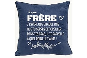 NALKEEZ Cadeau frère - Housse de Coussin personnalisé Homme- Idée Cadeau - Cadeau Noël-Cadeau Anniversaire frère- Drôle,Rigolo,Original,Humour- Idées Cadeaux Homme,Ado- Housse 45x45 cm