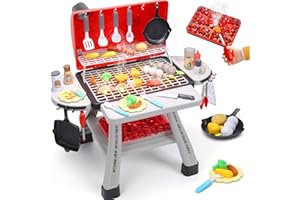 Cute Stone Juego de Barbacoa para niños, Juego de Juguetes de Cocina, Juego de Barbacoa de Humo Realista, Accesorios de Cocina, Juguetes de simulación para niños y niñas