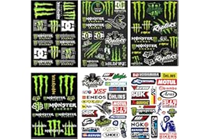 Diyxisk Pack of 6 Monster Scratch Car Stickers, Sponsors Stickers, Monster Energy Sticker Sheet, Moto Motocross Stickers Kit, for Offroad Motorcycles and Helmets Motorcycle Enthusiasts