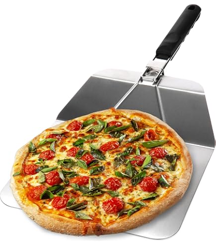Pelle à pizza pliable, grande lame en acier inoxydable, poignée ergonomique, pelle à pizza avec poignée isolée