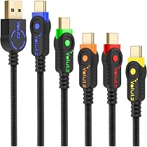 Volutz USB C Cable, (5-Pack 10ft, 6.5ft, 2X 3.3ft, 1ft) Heavy-Duty ...