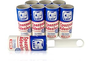 I.P.P.A. Levapelucchi. Set spazzole adesive. 8 rulli leva pelucchi (più un manico) con 12 fogli ciascuno. Totale 12,8 metri. Spazzola adesiva. Ricambi levapelucchi. Ottime per togliere i peli di cane e gatto.