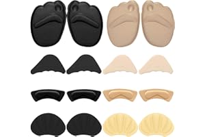 Sibba Relleno de zapatos, 8 pares de plantillas de agarre de talón, almohadillas de cojín ajustables, almohadillas de esponja suave, soporte de pie autoadhesivo, protectores de suela amortiguadores