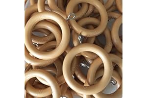 QPC Direct Extra Strong Unbreakable Curtain Rings for 28mm Wood Poles (Natural, 24)
