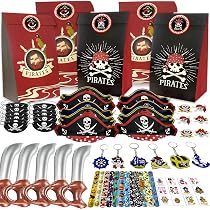 Piraten Party Mitgebsel-Set – 60 Teile Inkl. Augenklappen, Bärte, Armbänder, Tattoos & Mehr Für Kindergeburtstag
