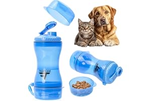 GENERICO Borraccia Portatile per Cani 2 in 1 Acqua e Cibo Ideale per Viaggi e Passeggiate Senza Perdite BPA Free Facile da Pulire Capacità 330ml Acqua 280ml Cibo