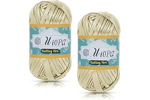 Uiopa Fettuccia Metallico per Borse a Uncinetto, 2 x 100g(2 x 45m) Filato Grosso di Tessuto in Poliestere, Filo Uncinetto per Borse, Cestini, Tappeti, Fai da Te, Artigianato