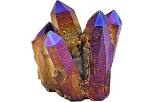 KYEYGWO Natürlicher Bergkristall Titan Beschichtet Kristall Quarz Cluster Specimen Edelstein Figur Dekoration, Unregelmäßige Naturstück Heilung Reiki Stein Deko, Violett