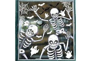 Svanco Adesivi di Halloween Halloween Decorazioni per Finestra Adesivo Murale DIY Adesivi Murali Rimovibili Elettrostatici su Due Lati Adesivi Teschio di Halloween (Scheletri)