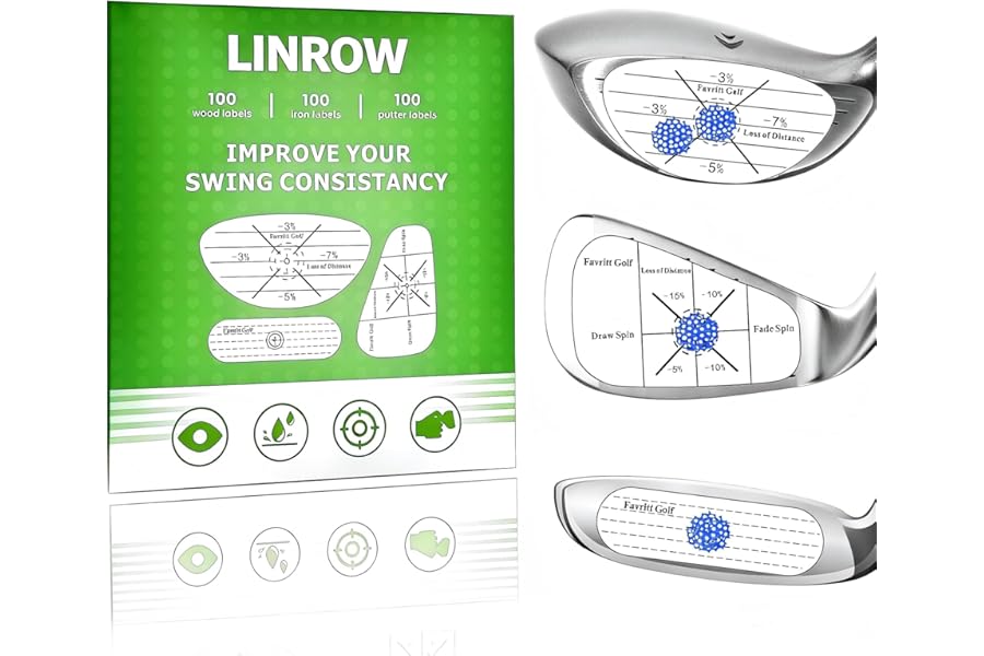 300pcs Golf Impact Tape,Self-Teaching Sweet Spot and Shot Consistency Analysis, Golf Club Face Stickers for Woods Irons and Putters,golf driver, Improve Swing Accuracy & Distance ，lead tape golf