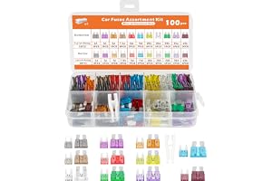 Acual Zestaw 100 Sztuk Bezpieczników Samochodowych, Mini i Standard, 2A-40A | Zestaw bezpieczników do 2A 3A 5A 7.5A 10A 15A 20A 25A 30A 35A 40A, do samochodu, motocykla i ciężarówki