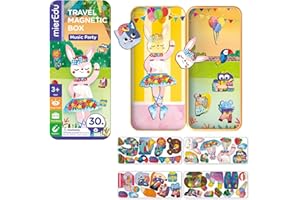 mierEdu Magnetic Dress Up, Dress-Up Dolls Playset, Pretend Play Magnetic Case, Travel Tin Magnetic Dress Up, 30+ Pieces Puzzles for Ages 3-5, Plane Games for girls boys kids, birthday gift - Rabbit