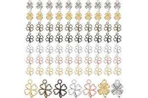 PH PandaHall 140 pz Ciondoli Trifoglio 7 stili Ciondoli a Quattro Foglie di Trifoglio Fortunato Pendenti Trifoglio Portafortuna di Metallo per Primavera Estate Collana Braccialetto Gioielli Fai Da Te