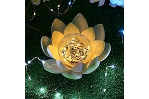 Ndier Lampe Solaire Fleur de Lotus,Décoration Solaire Craquelé Ambre Lampe,D'extérieur Lotus étanche en Lampe,Lampes Décoratives Pour Jardin, Clôture, Pelouse Chemin-Vert