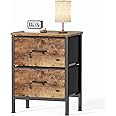 HOMIDEC Bedside Table, Bedside Cabinet with 2 Large Capacity Fabric Storage Drawers, 54.5cm Height Sofa Side Table End Tables Nightstand for Bedroom, Living Room, 42x30cm