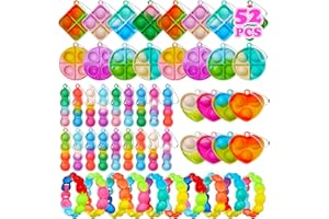 TOANWOD 52 PCS Party Bag Fillers for Kids: Stocking Fillers Easter Eve Box Fidget Toys - Party Favours Pop Keyring Poppet Pinata Fillers - Small Birthday Gifts Class Prizes for Girls Boys
