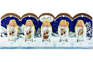 ‎LINDT Lindt Schokolade Mini Engel | 5 x 10 g | Mini Engel aus feinster Alpenvollmilch Schokolade | Weihnachtsmann | Schokoladen-Geschenk zu Weihnachten | Weihnachtsschokolade