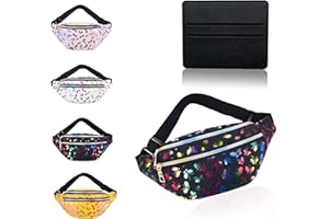 BAIYSFFG Flash Butterfly Bum Waist Bag for Women Girls Fashion PU Leather Waterproof Ladies Festival Fanny Pack Lightweight Hip Pouch Travel Holiday Waist Pack Shiny Bumba (Black)