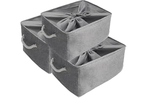 Mangata Boîtes de Rangement épaissies, Paquet de 3 paniers pliants en Tissu très Grand (Gris, Géant)