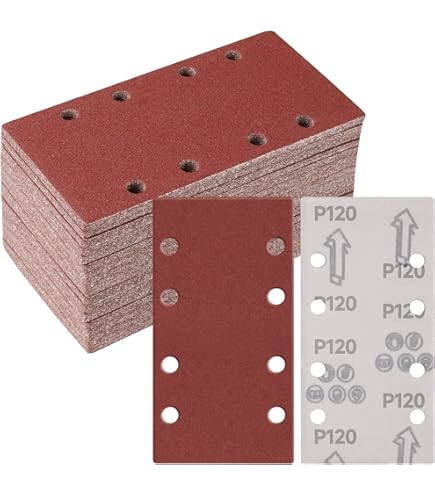 FEIHU 50 Stuks vel klittenband schuurpapier 93 x 185 mm, 8 gaten Korrel 120, 8 gaten, materiaal voor vlakschuurmachines FEIHU 50 Stuks vel klittenband schuurpapier 93 x 185 mm, 8 gaten Korrel 120, 8 gaten, materiaal voor vlakschuurmachines