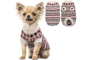 Hjumarayan Hundepullover - Boho Hundepullover Kleine Hunde Weihnachtspullover, Schöne Hunde Pullover mit Geschirr Öffnung, Dicken Hundepulli Chihuahua Yorkshire Jack Russell Pullis (Rot S)