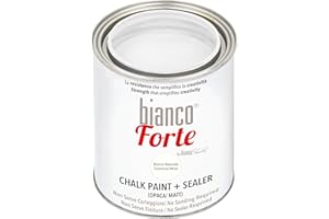 BIANCO SHABBY Bianco Forte - Blanco Natural - (1L) Pintura a la Tiza con Acabado/Protección 2 en 1: Chalk Paint Súper Resistente para Muebles, Paredes y Puertas – Secado Rápido, Interior/Exterior, Mate